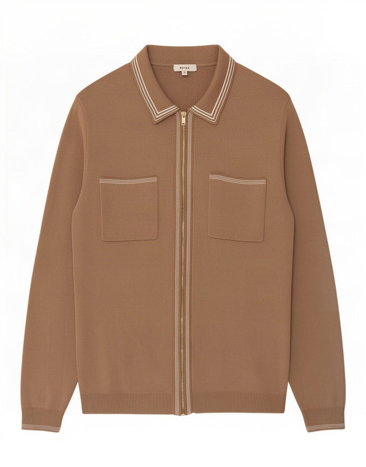 Reiss Herren-Strickjacke, groß, braune Viskose