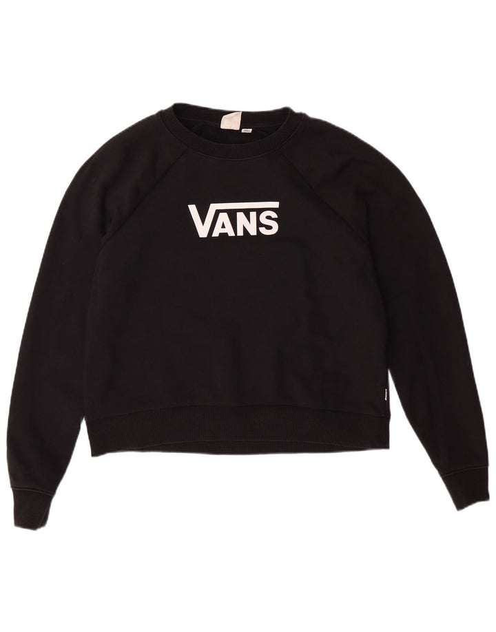 VANS Damen Crop Oversized Graphic Sweatshirt Pullover UK 10 Small Schwarz