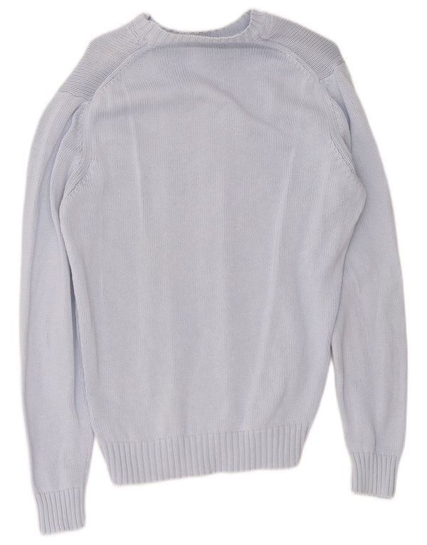 Zara Herren-Pullover mit Rundhalsausschnitt, mittelblaue Baumwolle