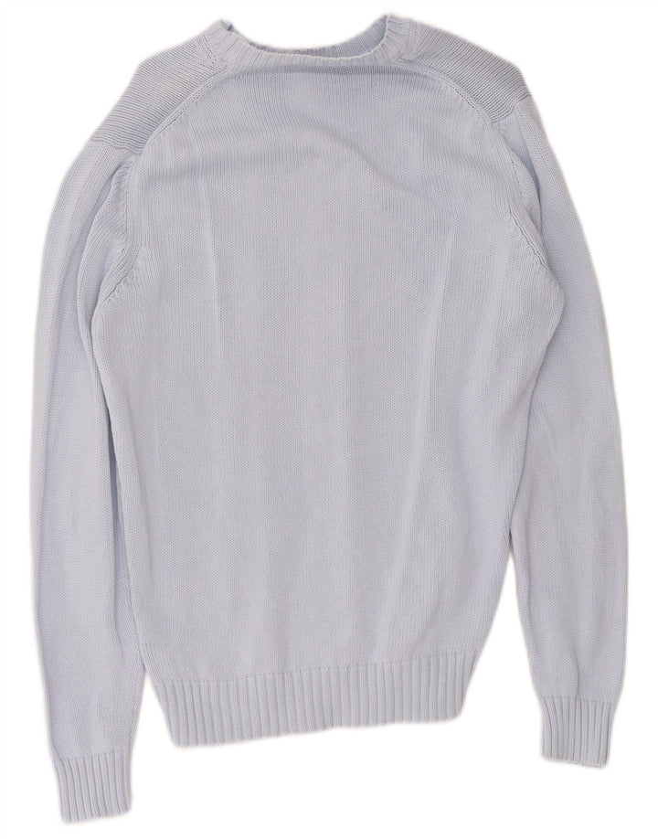 Zara Herren-Pullover mit Rundhalsausschnitt, mittelblaue Baumwolle