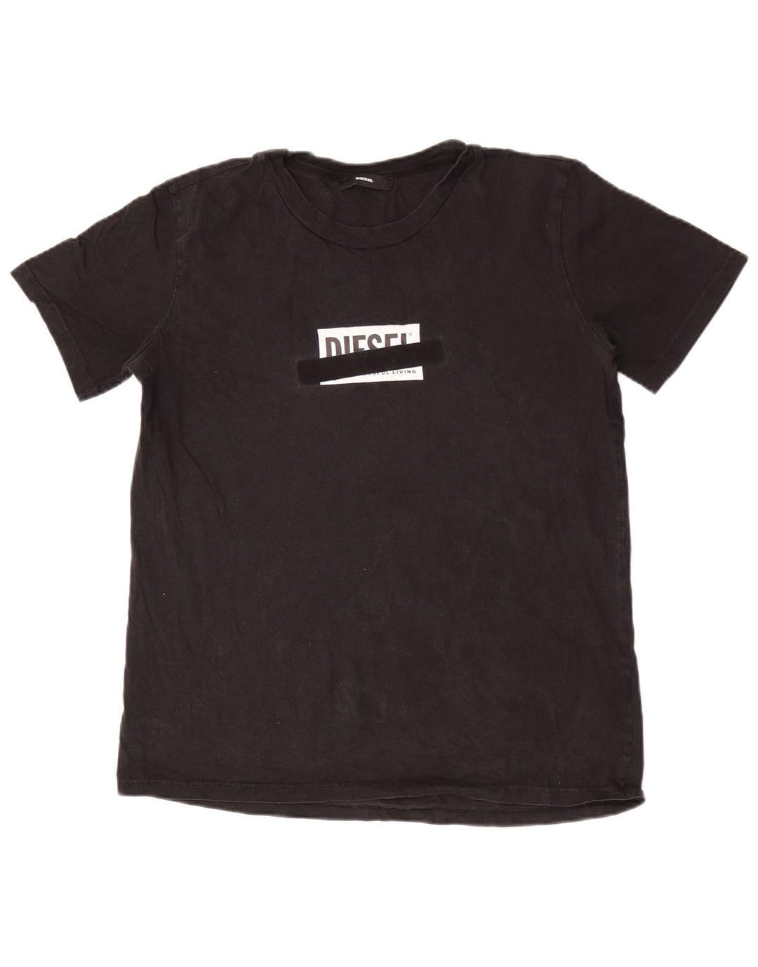Diesel Herren-T-Shirt mit Grafik, groß, aus schwarzer Baumwolle
