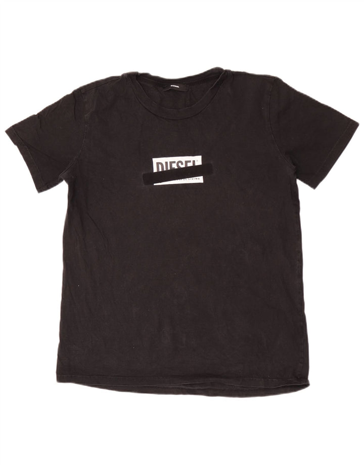 Diesel Herren-T-Shirt mit Grafik, groß, aus schwarzer Baumwolle