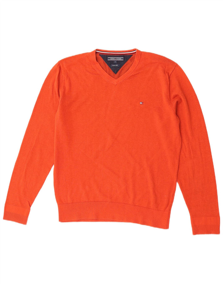 Tommy Hilfiger Herren-Pullover mit V-Ausschnitt, mittelorange