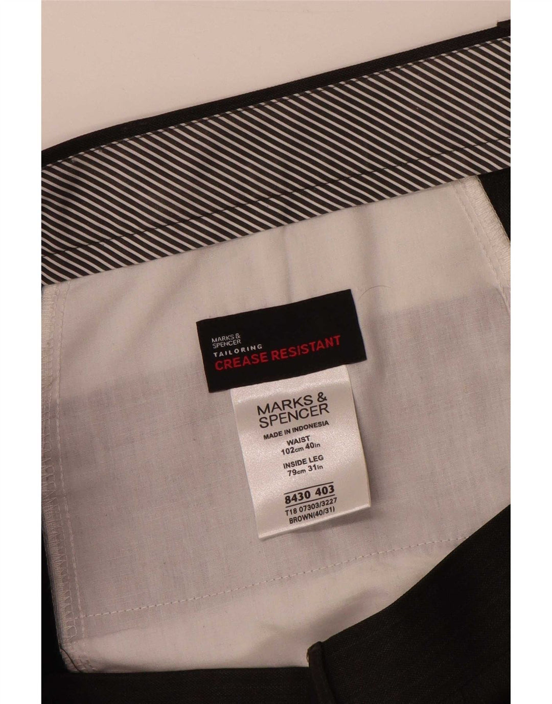 Marks & Spencer Herren-Anzughose mit Pegged-Anzug, W40, L31, braun gestreift, Polyester