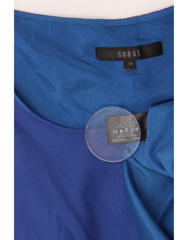 Coast Damen-Etuikleid, UK-Größe 46, Größe L, aus blauer Baumwolle