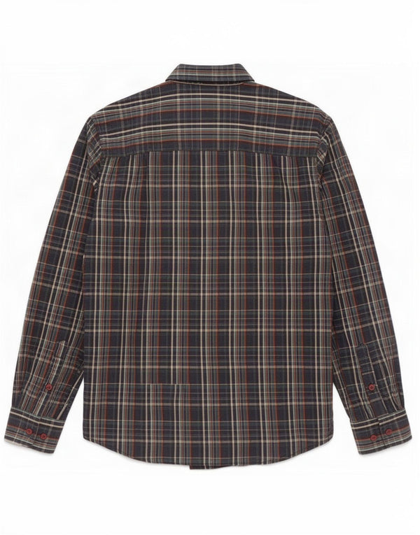 Wrangler Mens Casual Fit Shirt Large Navy Blue Plaid Cotton