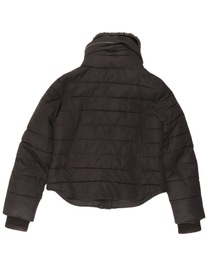 French Connection Wattierte Damenjacke mit Kapuze, UK 10, Größe S, Schwarz, Polyester