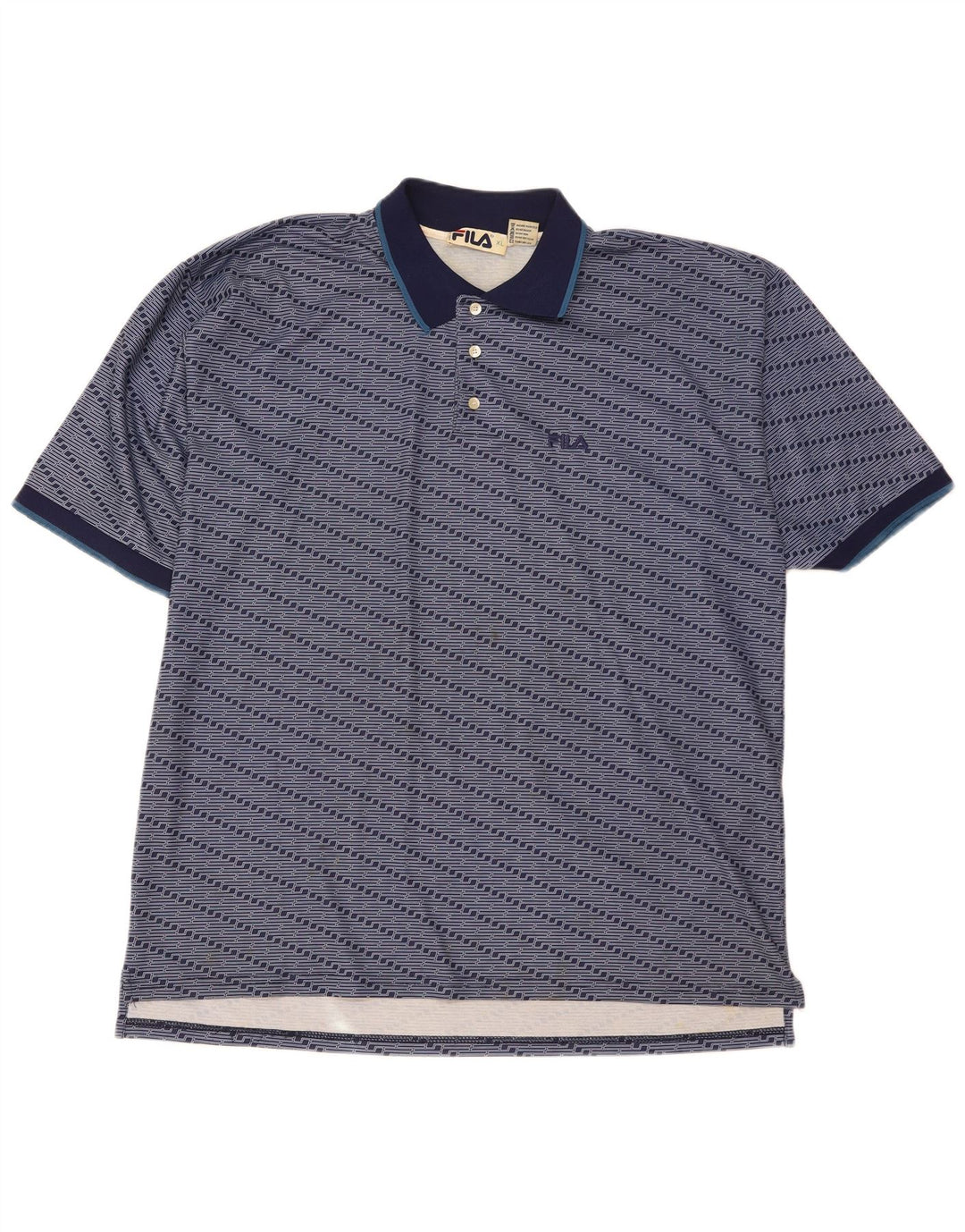 Fila Herren Poloshirt XL Marineblau gestreift Polyester