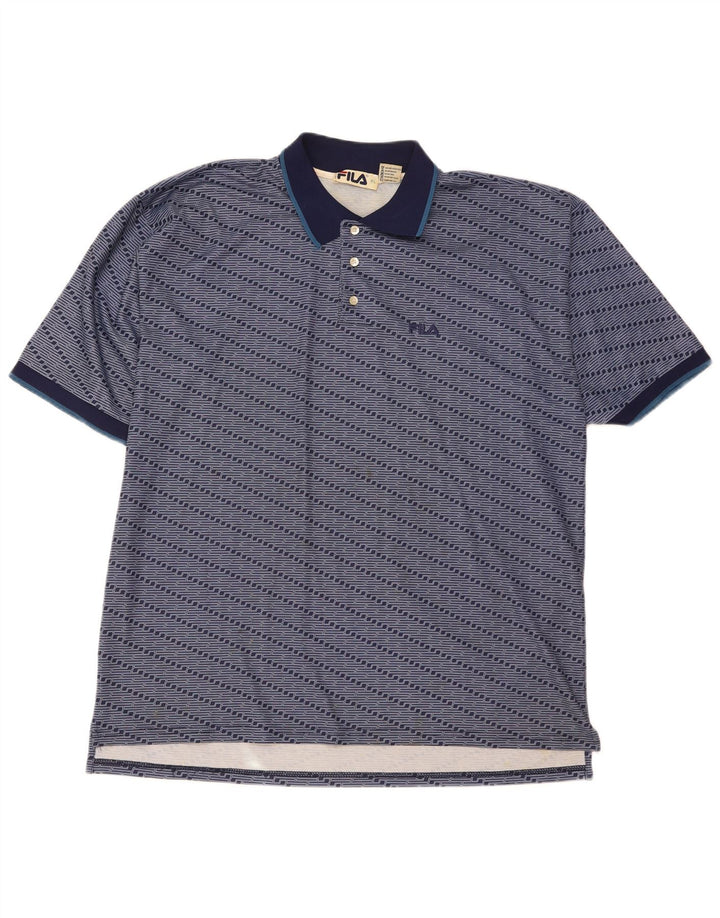 Fila Herren Poloshirt XL Marineblau gestreift Polyester