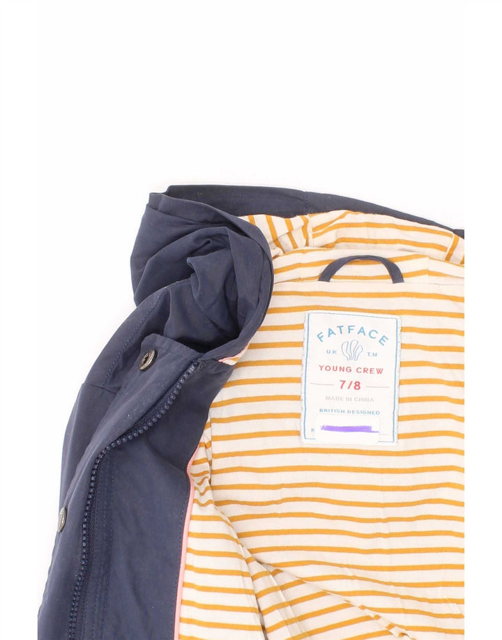 Fat Face Mädchen-Regenjacke mit Kapuze, 7–8 Jahre, marineblaues Polyester