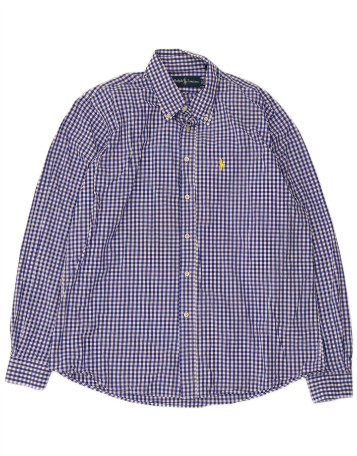 Ralph Lauren Herrenhemd XL, blaue Gingham-Baumwolle