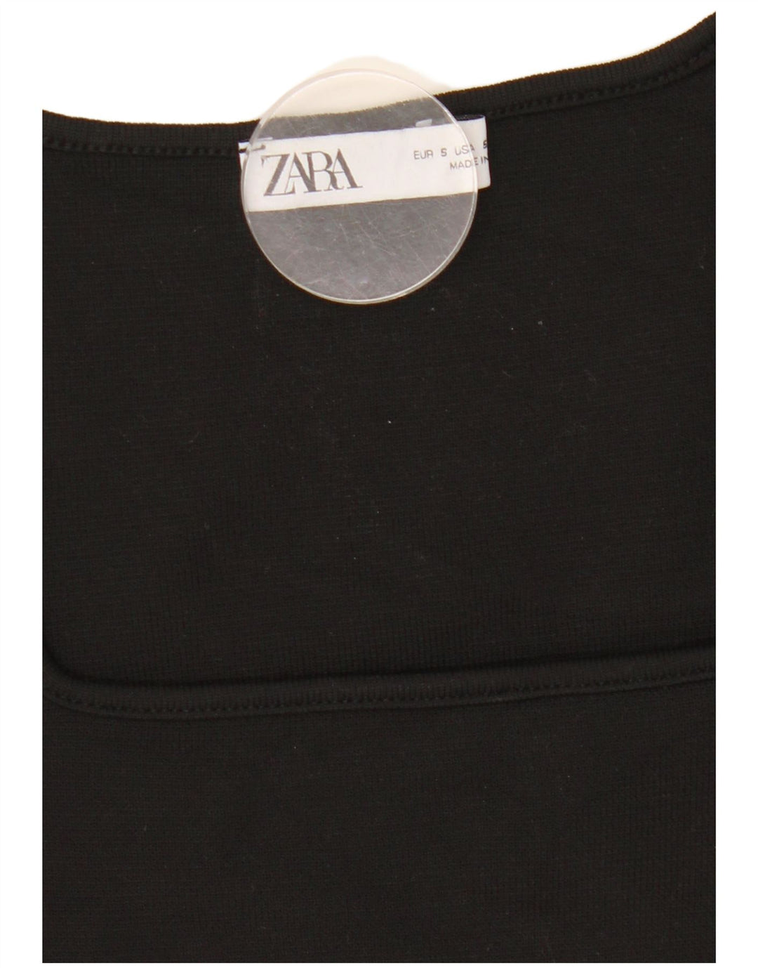 Zara Damen Crop Top Langarm UK 8 Small Schwarz
