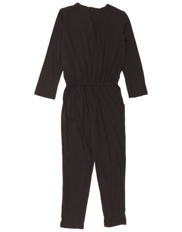 Zara Womens Jumpsuit UK 10 Small Schwarze Baumwolle