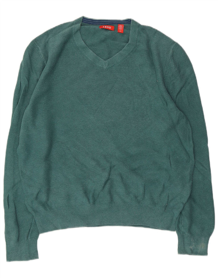 IZOD Damen-Pullover, übergroß, V-Ausschnitt, Gr. 10, Größe S, Grün