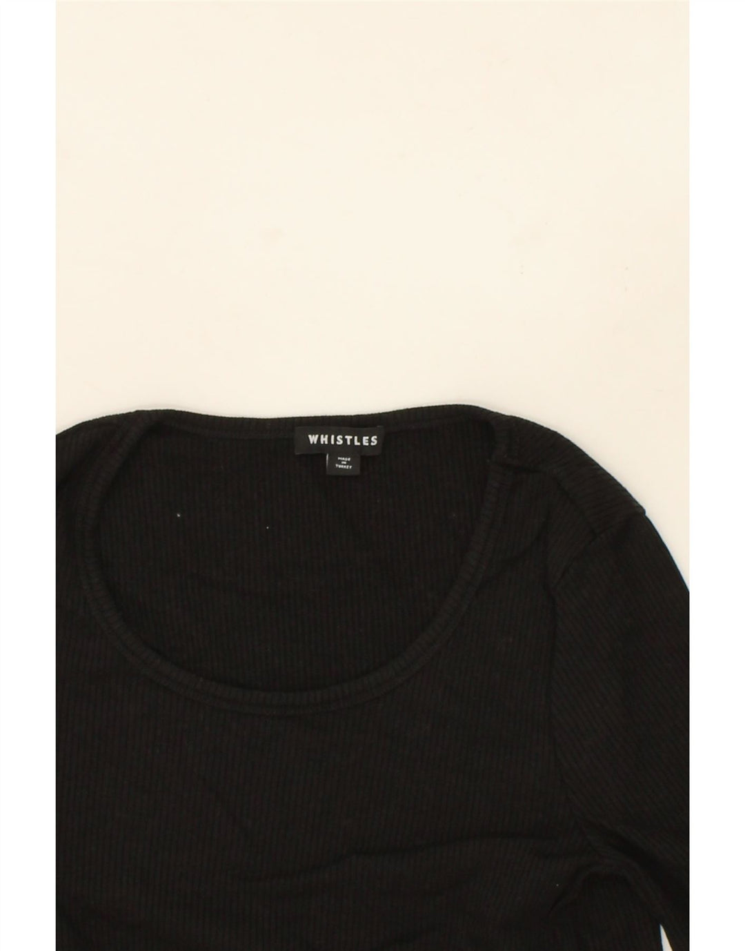 WHISTLES Womens Top Long Sleeve UK 10 Small Black Lyocell Vintage Whistles and Second-Hand Whistles from Messina Hembry 