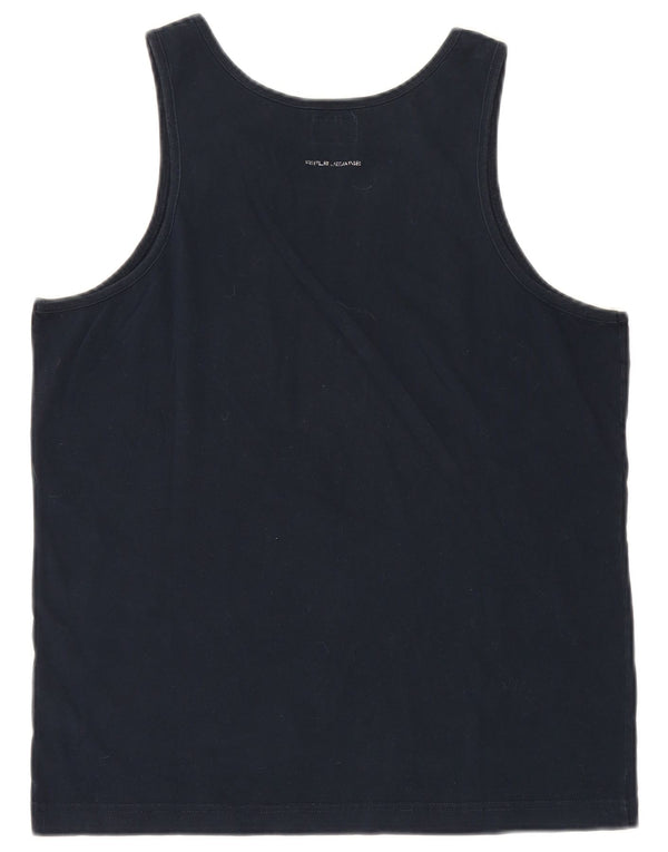 Rifle Damen Weste Top UK 18 XL Marineblau Baumwolle