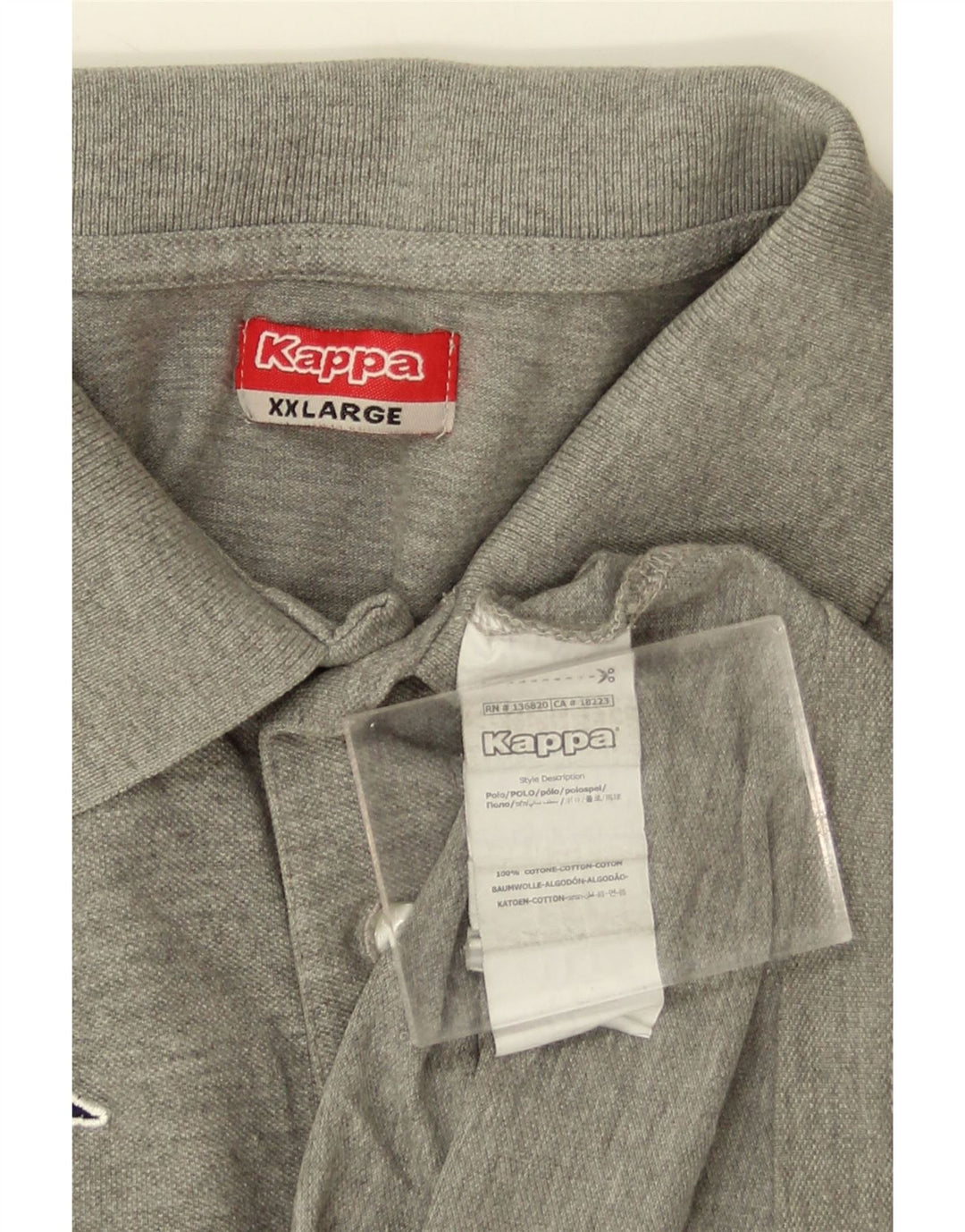 Kappa Herren Poloshirt 2XL Grau gefleckte Baumwolle