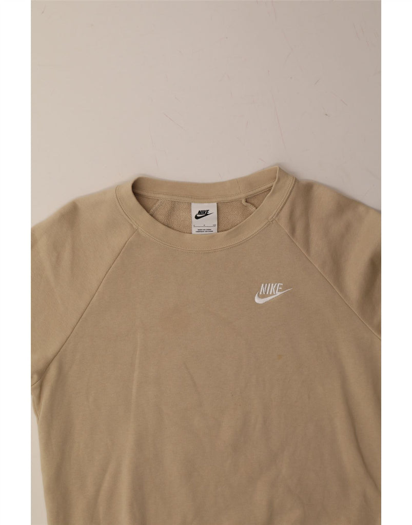NIKE Womens Oversized Sweatshirt Jumper UK 10 Small Beige Polyester Vintage Nike and Second-Hand Nike from Messina Hembry 