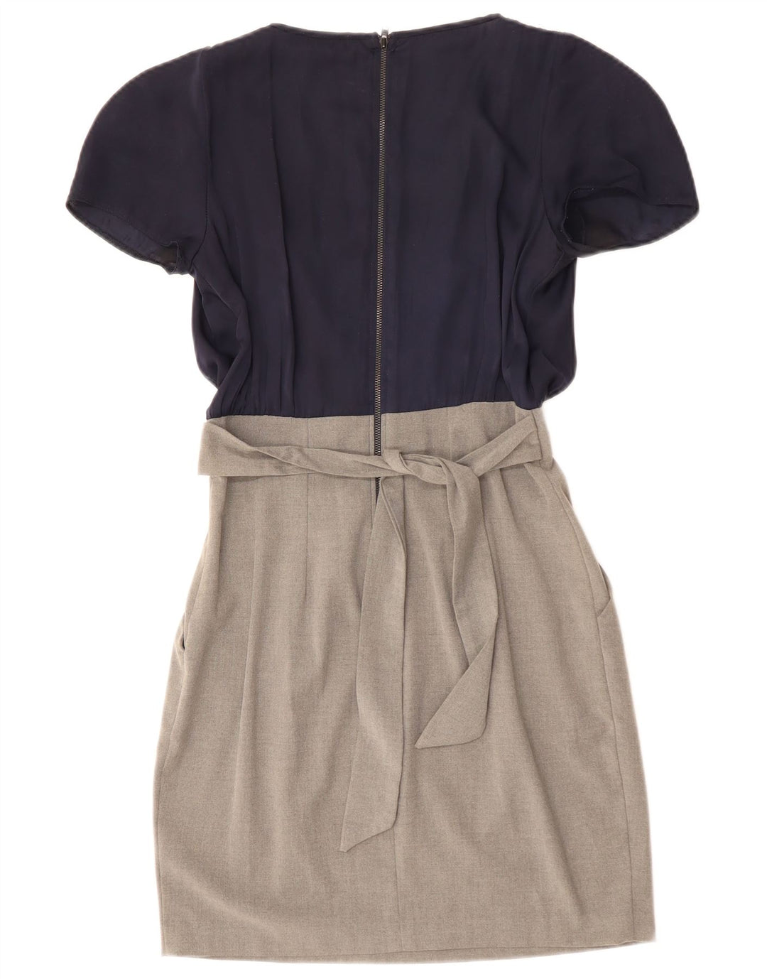 CLOSET Damen Wickelkleid UK 10 Small Marineblaues Colourblock-Polyester