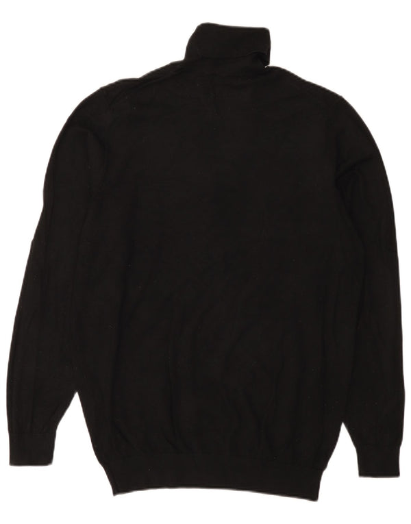 Zara Mens Roll Neck Jumper Sweater Medium Black Viscose