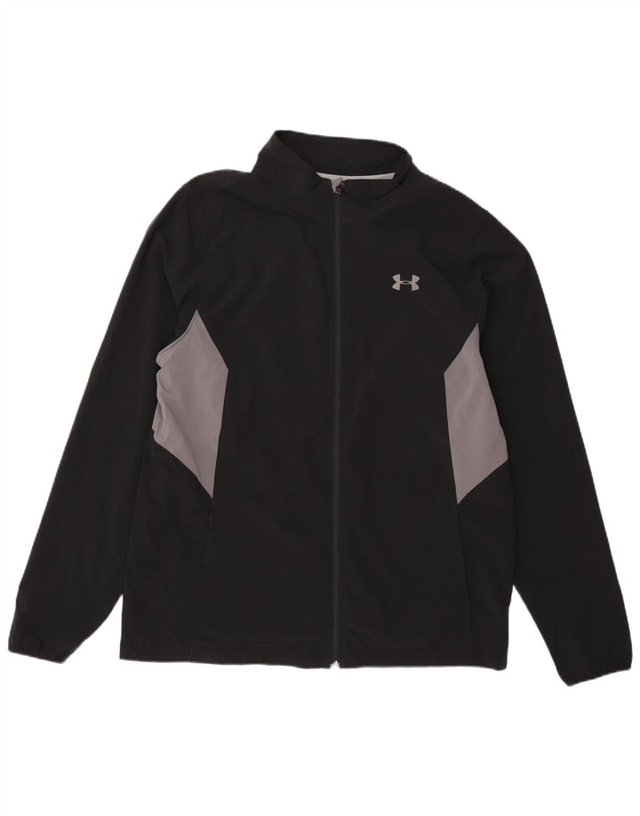 Under Armour Herren-Trainingsanzug-Top-Jacke, großes schwarzes Farbblock-Polyester
