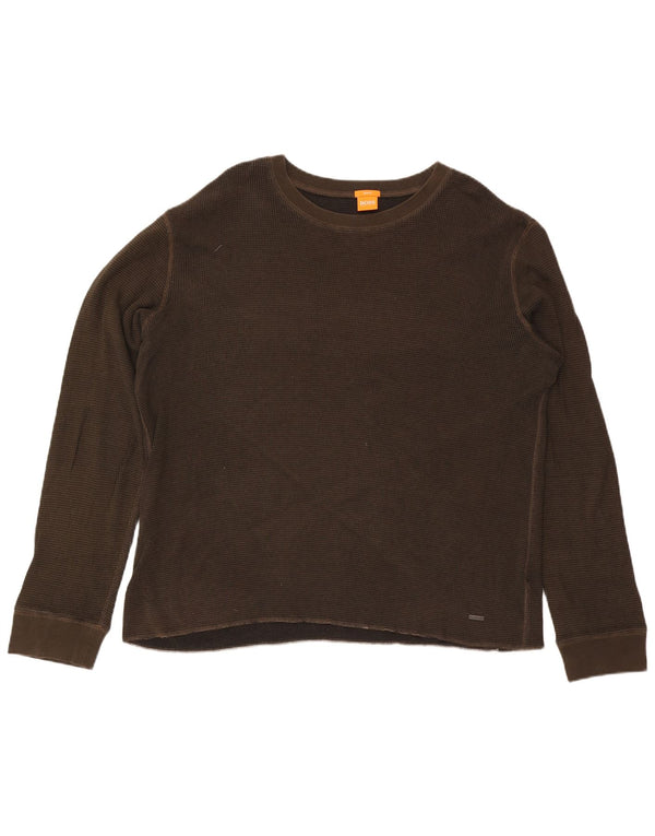 Hugo Boss Herren Top Langarm 3XL Braun Baumwolle