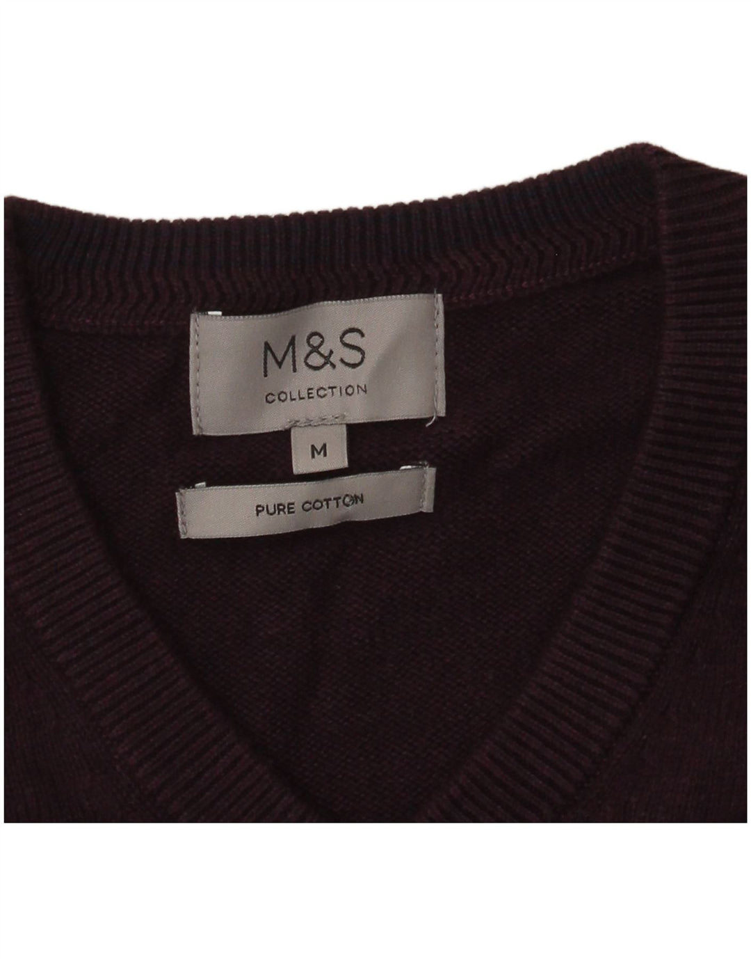 Marks & Spencer Herren-Pullover mit V-Ausschnitt aus mittelvioletter Baumwolle