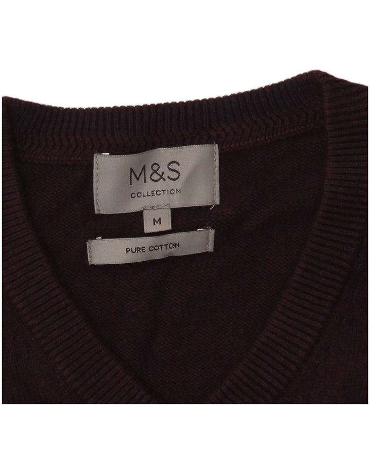 Marks & Spencer Herren-Pullover mit V-Ausschnitt aus mittelvioletter Baumwolle