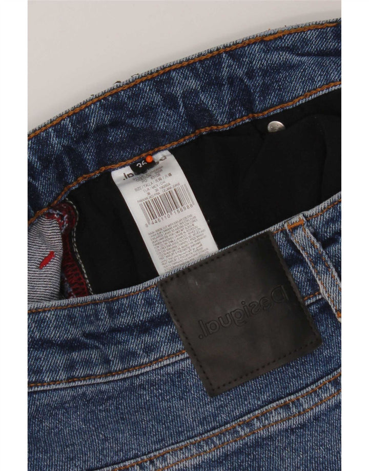 Desigual Herren Distressed Straight Jeans W36 L32 Blaue Baumwolle