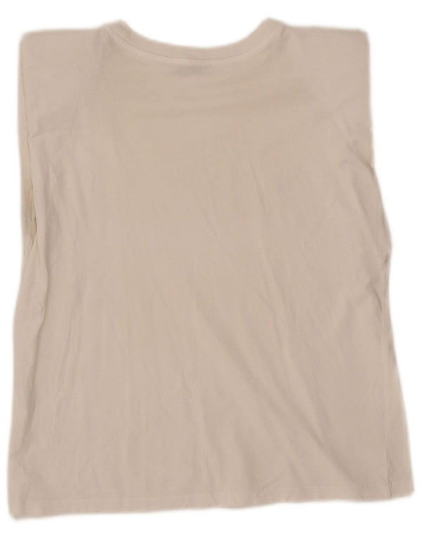 Zara Damen Weste Top UK 10 Small Weiße Baumwolle