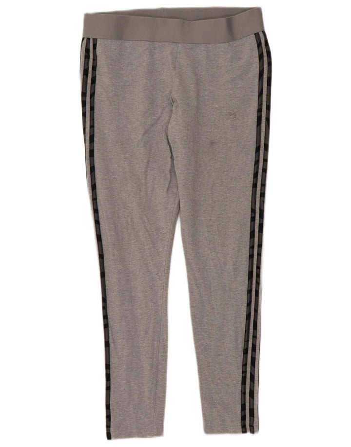 Adidas Damen Leggings UK 16/18 Große graue Baumwolle