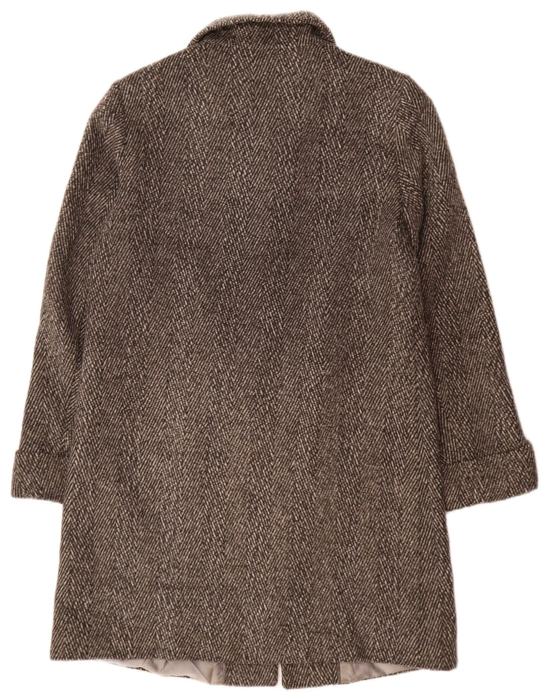 Marks & Spencer Womens Autograph Overcoat UK 12 Mittelgrauer Fischgrätenmuster