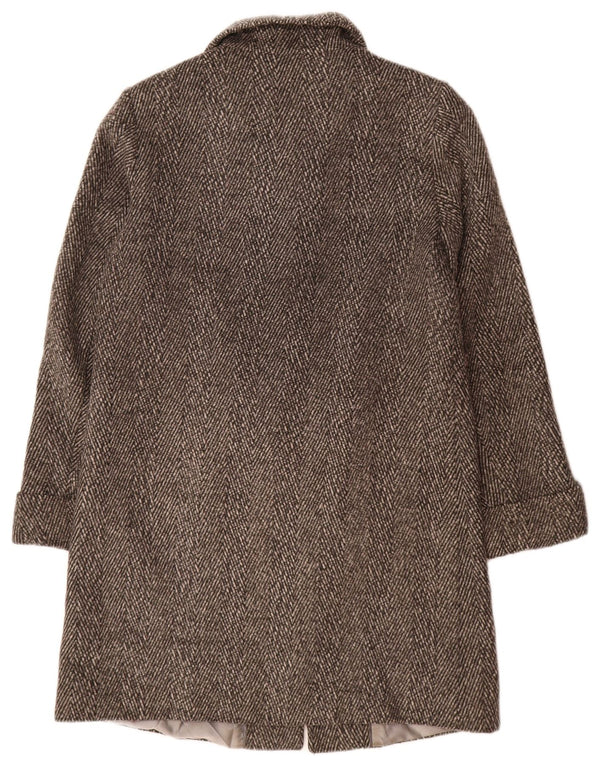 Marks & Spencer Womens Autograph Overcoat UK 12 Mittelgrauer Fischgrätenmuster