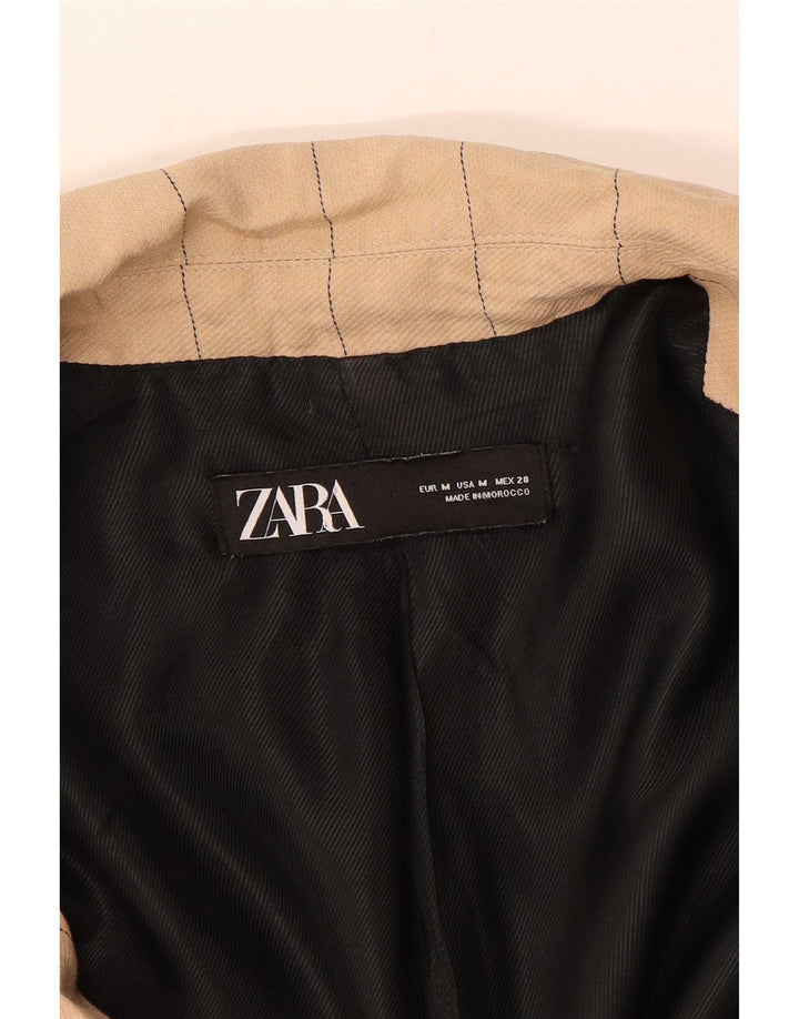 Zweireihiger Damenmantel von Zara, UK 14, mittlerer beigefarbener Nadelstreifen