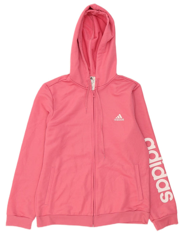 Adidas Damen Graphic Zip Hoodie Pullover UK 16/18 Large Rosa Polyester