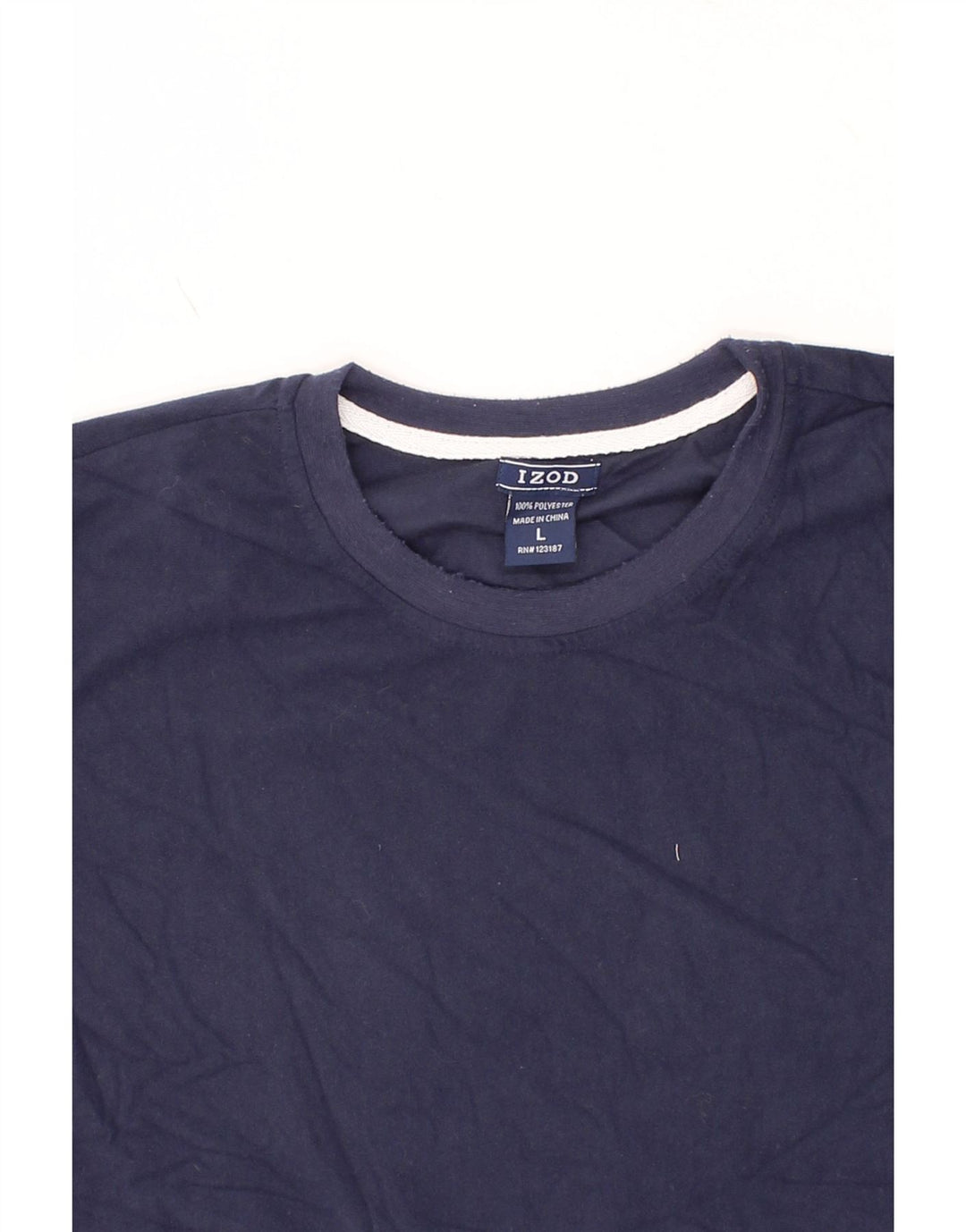 IZOD Mens T-Shirt Top Large Navy Blue Polyester Vintage Izod and Second-Hand Izod from Messina Hembry 