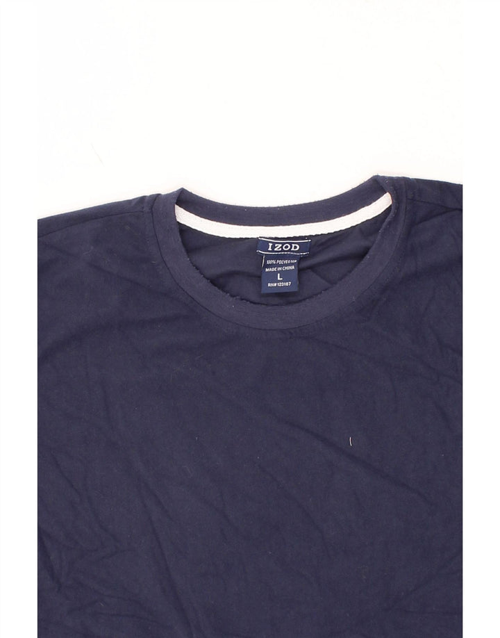 IZOD Mens T-Shirt Top Large Navy Blue Polyester Vintage Izod and Second-Hand Izod from Messina Hembry 