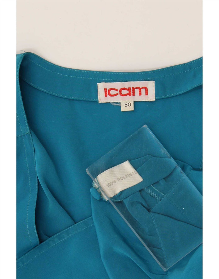 Icam Damen Crop Shirt Bluse IT 50 XL Blau Polyester