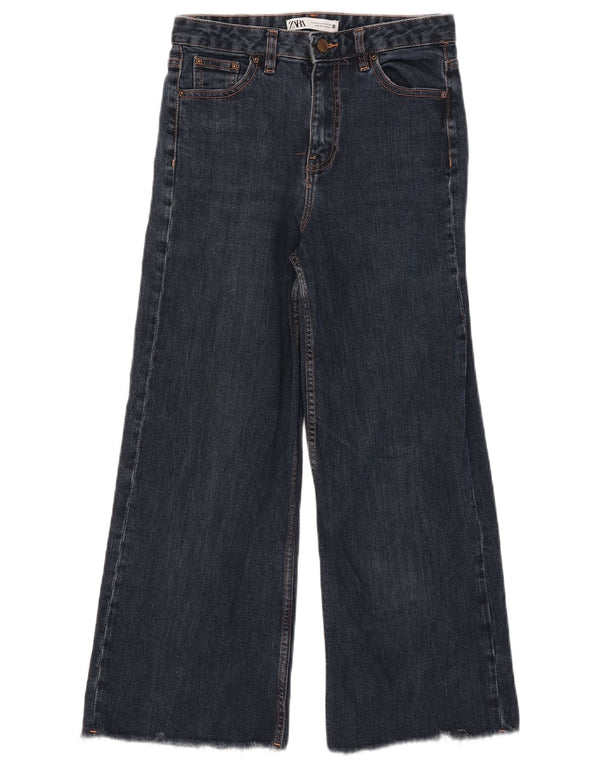 Zara Damen Crop Wide Leg Jeans EU 40 Medium W30 L25 Blaue Baumwolle