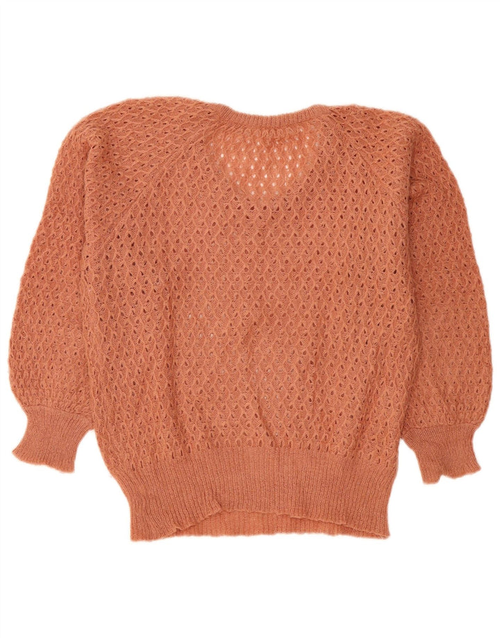 Vintage Damen Pullover mit V-Ausschnitt IT 42 Mittelbraun