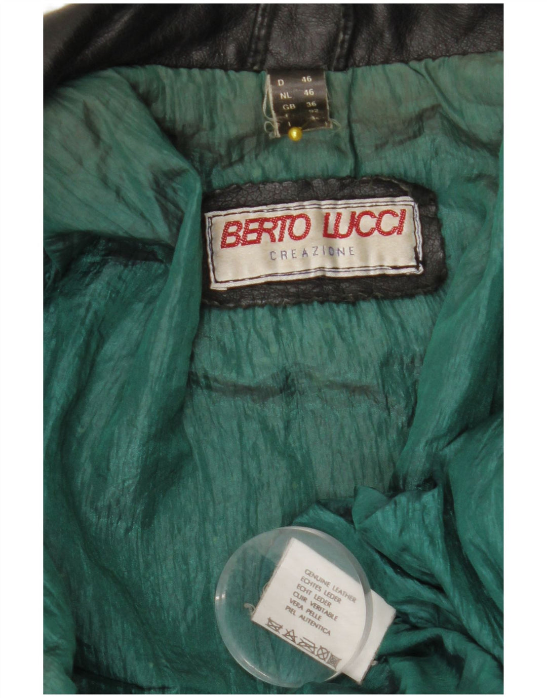 BERTO LUCCI Herren Leder Bikerjacke UK 36 Small Schwarzes Leder