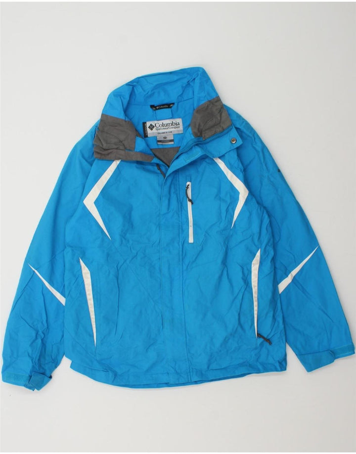 COLUMBIA Boys Windbreaker Jacket 14-15 Years Blue Colourblock Nylon Vintage Columbia and Second-Hand Columbia from Messina Hembry 