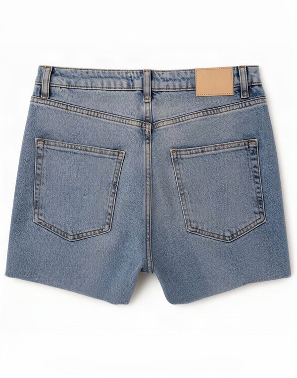 Zara Damen Distressed Denim Shorts EU 36 XS W26 Blaue Baumwolle