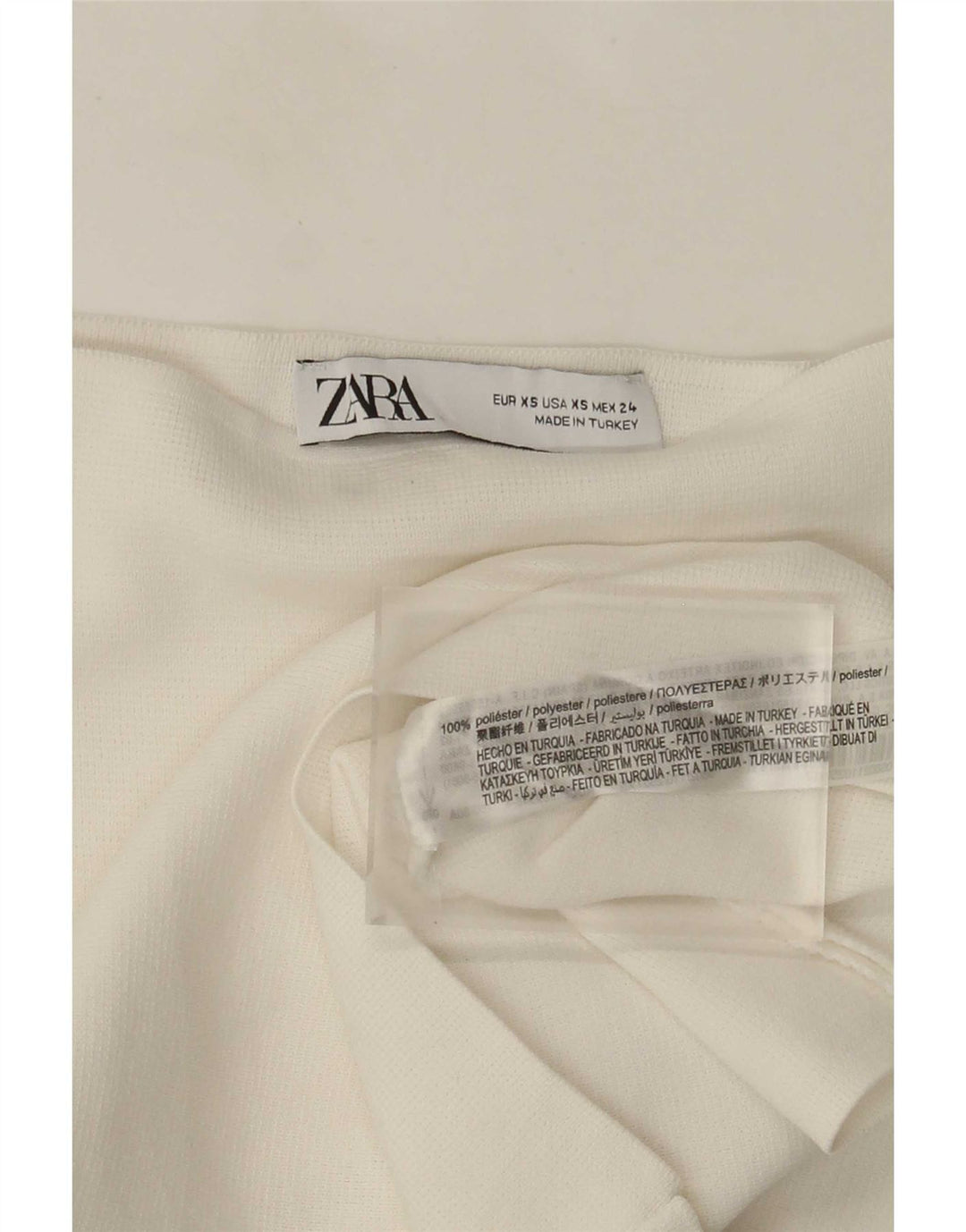 Zara Damen Crop Off Shoulder Top Langarm UK 6 XS Weiß Polyester