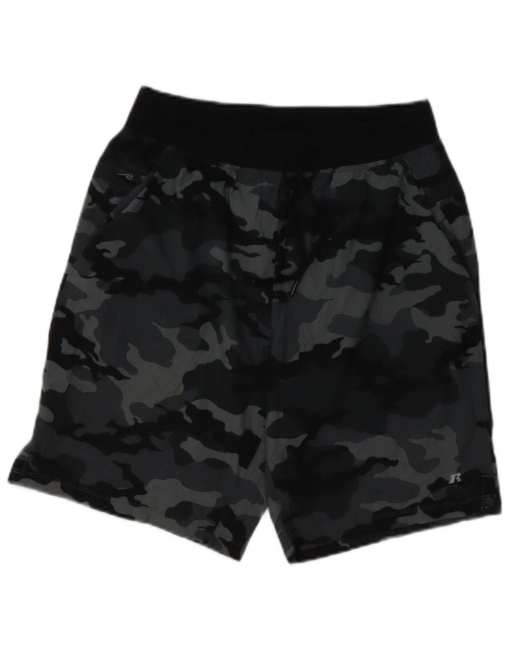 RUSSELL ATHLETIC Herren-Sportshorts, klein, graues Camouflage-Polyester
