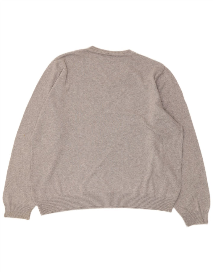 Marks & Spencer Herren-Pullover mit V-Ausschnitt, XL, graue Baumwolle
