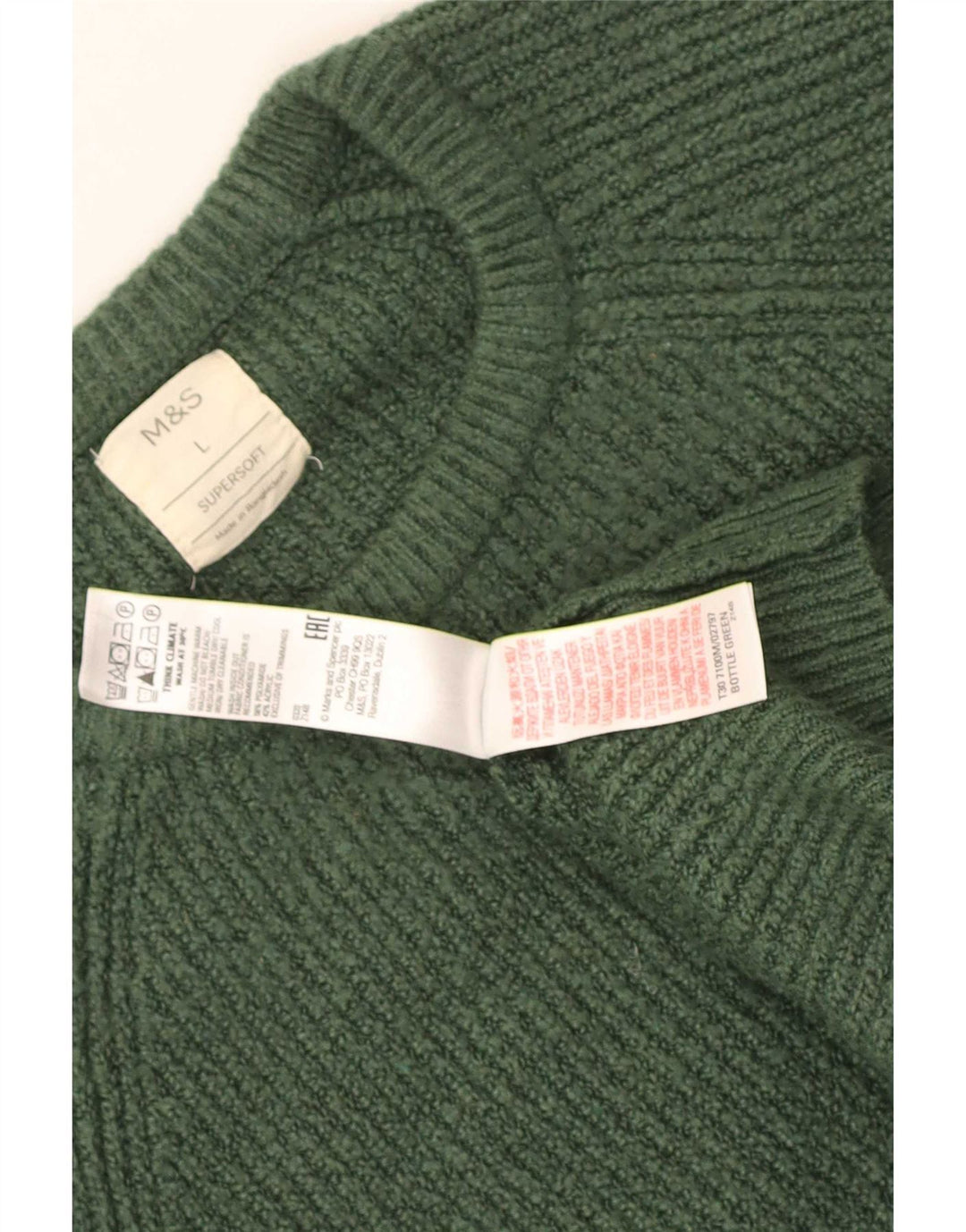 Marks & Spencer Herren-Pullover mit Rundhalsausschnitt, Größe L, Grün, Polyamid