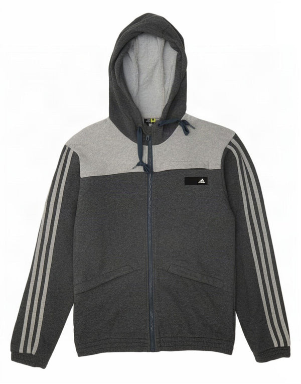Adidas Herren Zip Hoodie Pullover UK 36/38 Small Grau Colourblock Baumwolle