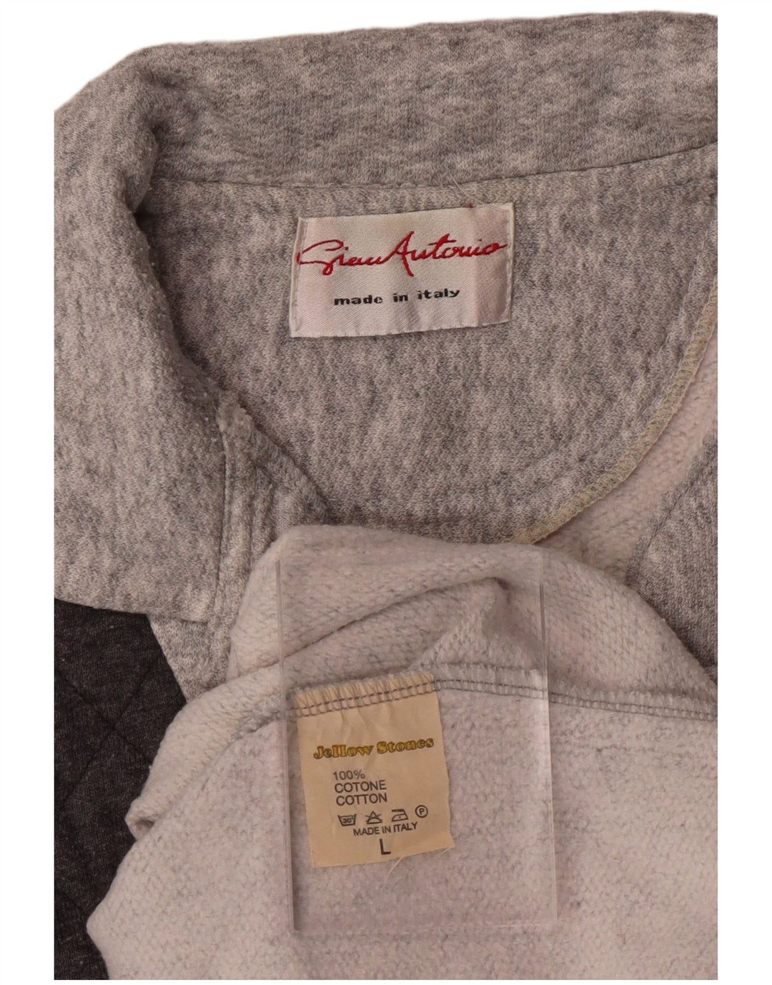 VINTAGE Herren-Sweatshirt mit Rollkragen, groß, graue Farbblock-Baumwolle