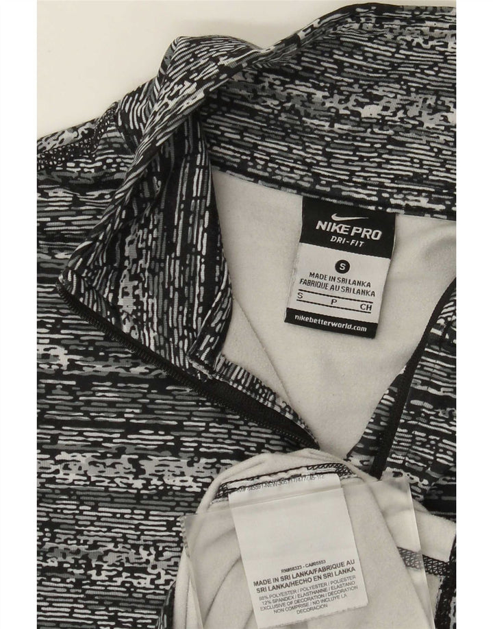 Nike Herren-Oberteil mit Reißverschluss, langärmlig, klein, grau geflecktes Polyester